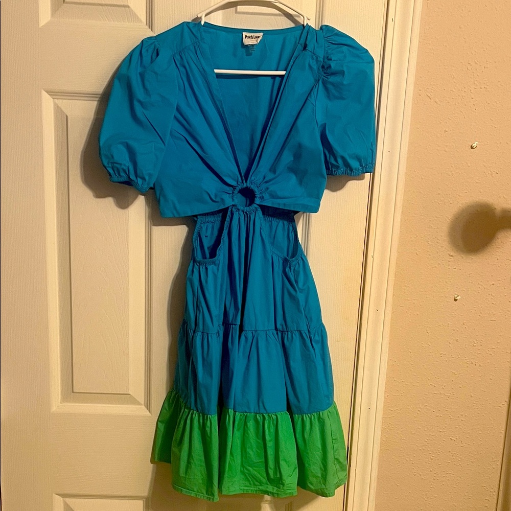 Wonder Nation Blue and Green Casual Kids Dress